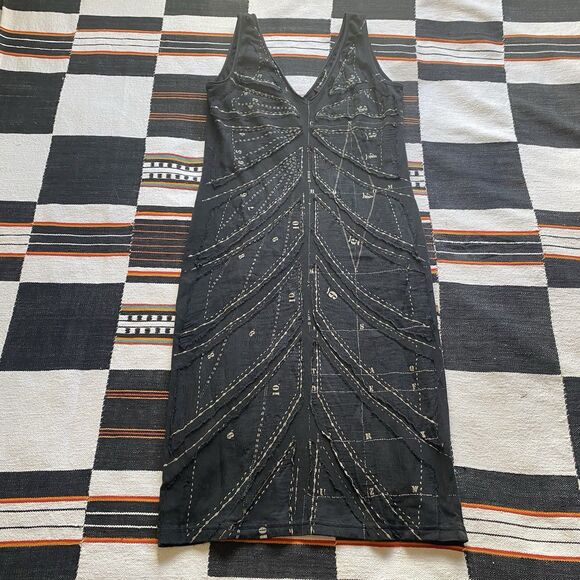 Isabel De Pedro Pencil Midi Dress. Silk Appliqué. Cotton Blend. Size 8. Boho. - Picture 11 of 16